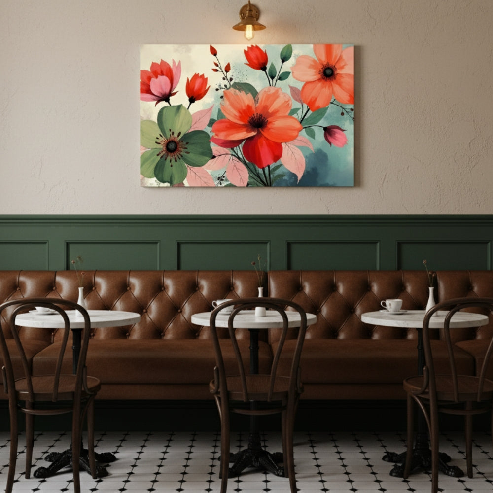 Vibrant Abstract Floral Canvas Print #26