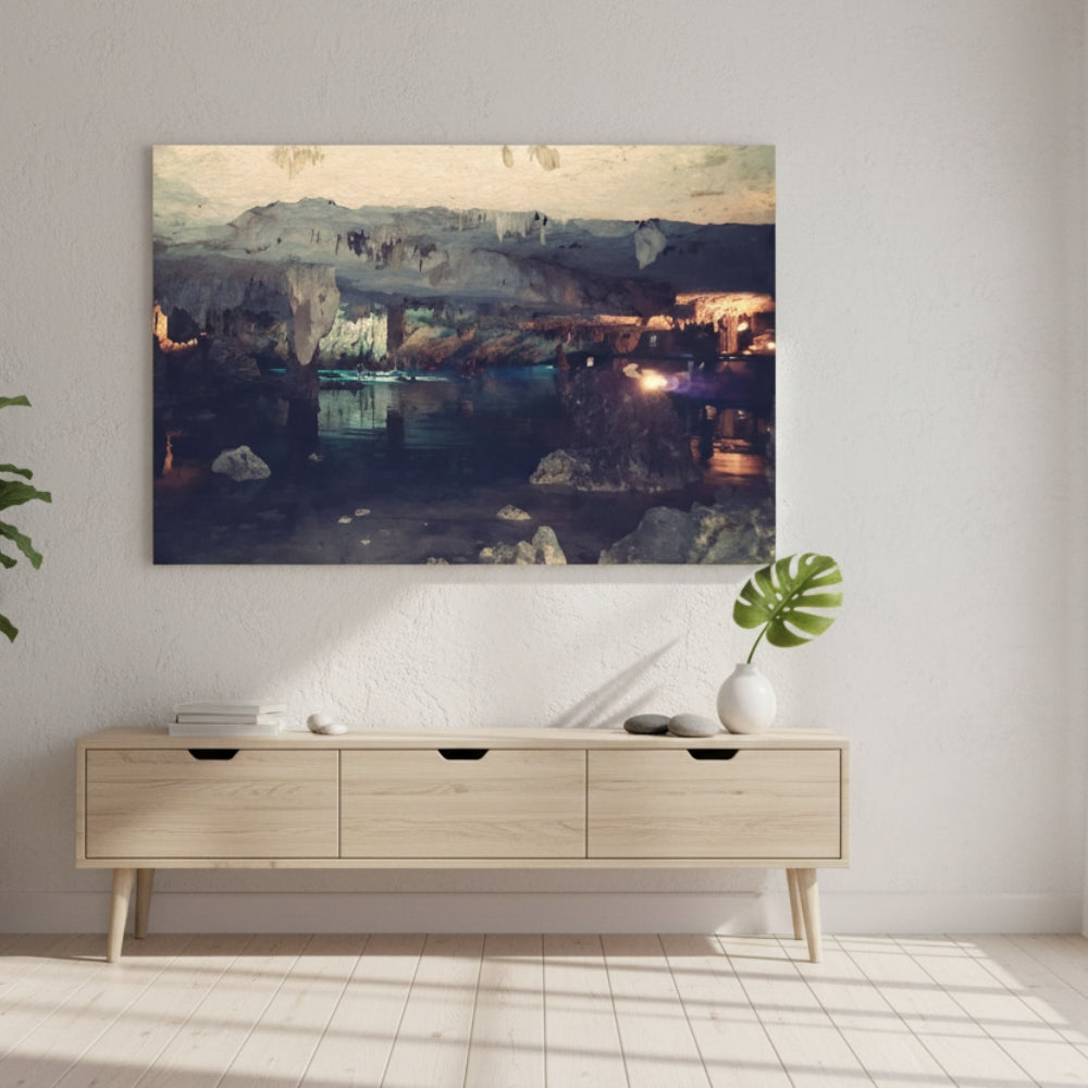 Mysterious Cave Lake Canvas Print