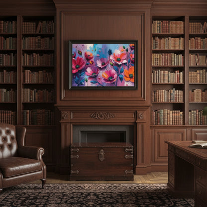 Bold Fuchsia & Blue Floral Canvas