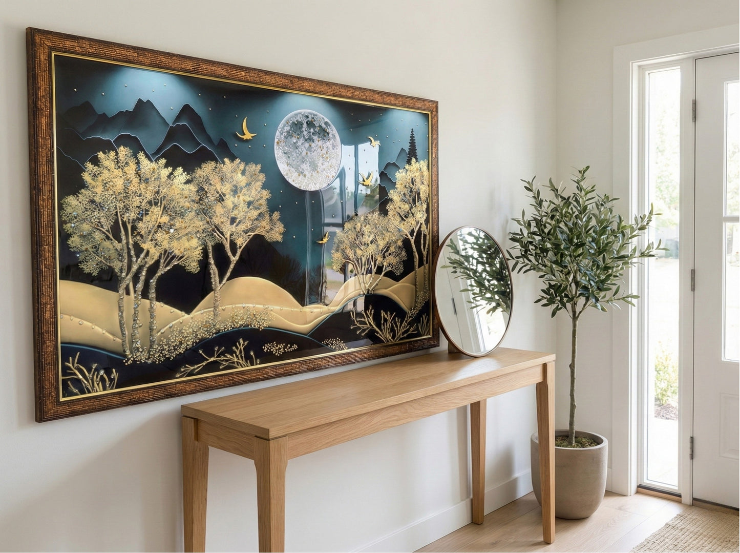 Premium Resin Landscape Wall Art | Crystal Embellished | 2×3 ft | Indi Trends