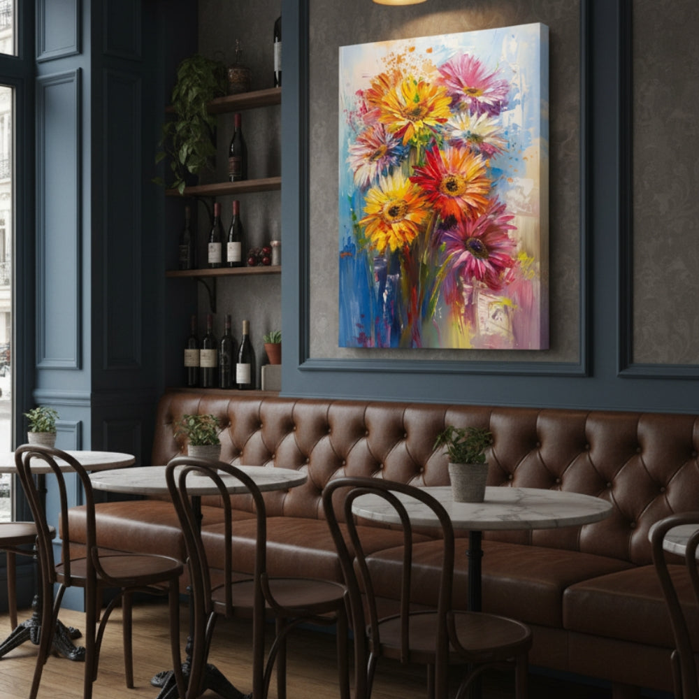 Expressive Vibrant Floral Bouquet Canvas
