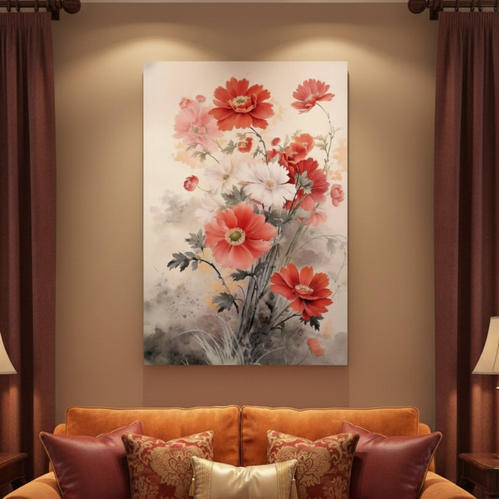 Vibrant Abstract Floral Canvas Print #58