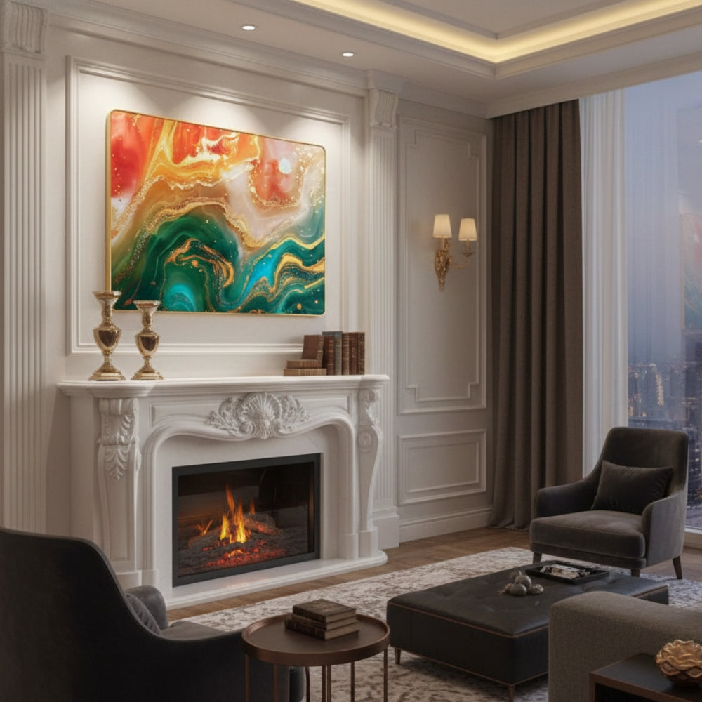 Abstract Fluid Resin Wall Art with Gold Accents | Premium Handcrafted Decor