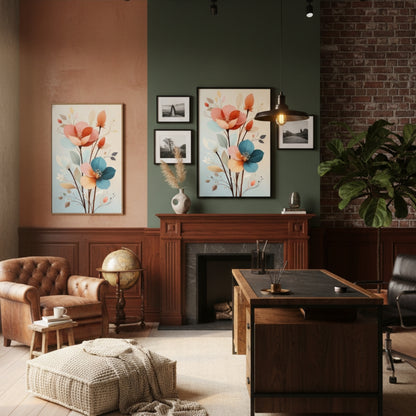 Modern Vertical Pastel Flower Print