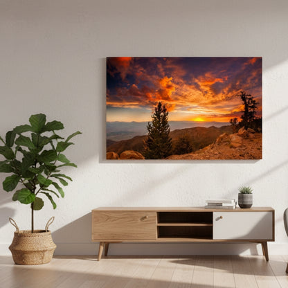 A Solitary Moment Where The Rugged Earth Meets The Explosive Grandeur Of The Dying Daylight Sky