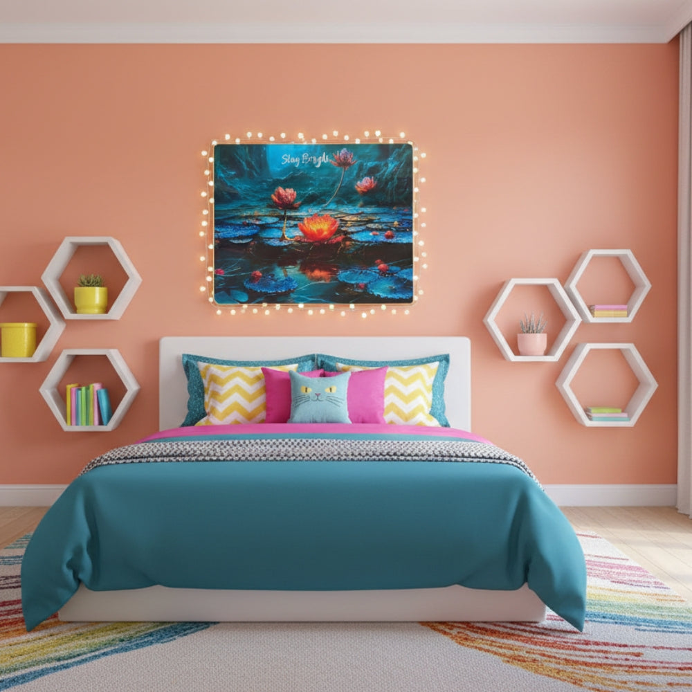 Lotus Pond Resin Wall Art | Premium Handcrafted Nature Decor | High-Gloss Finish