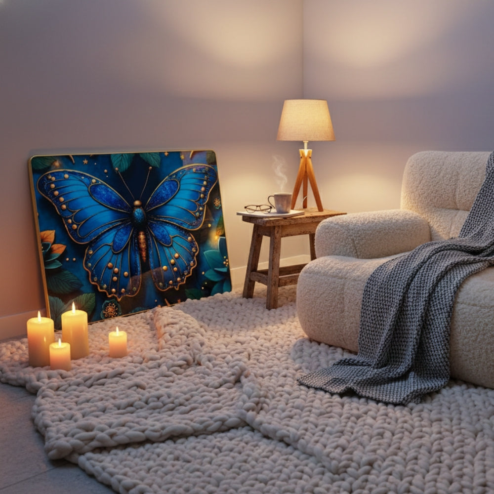 Blue Butterfly Resin Wall Art | Premium Handcrafted Nature Decor | High-Gloss Luxury Finish