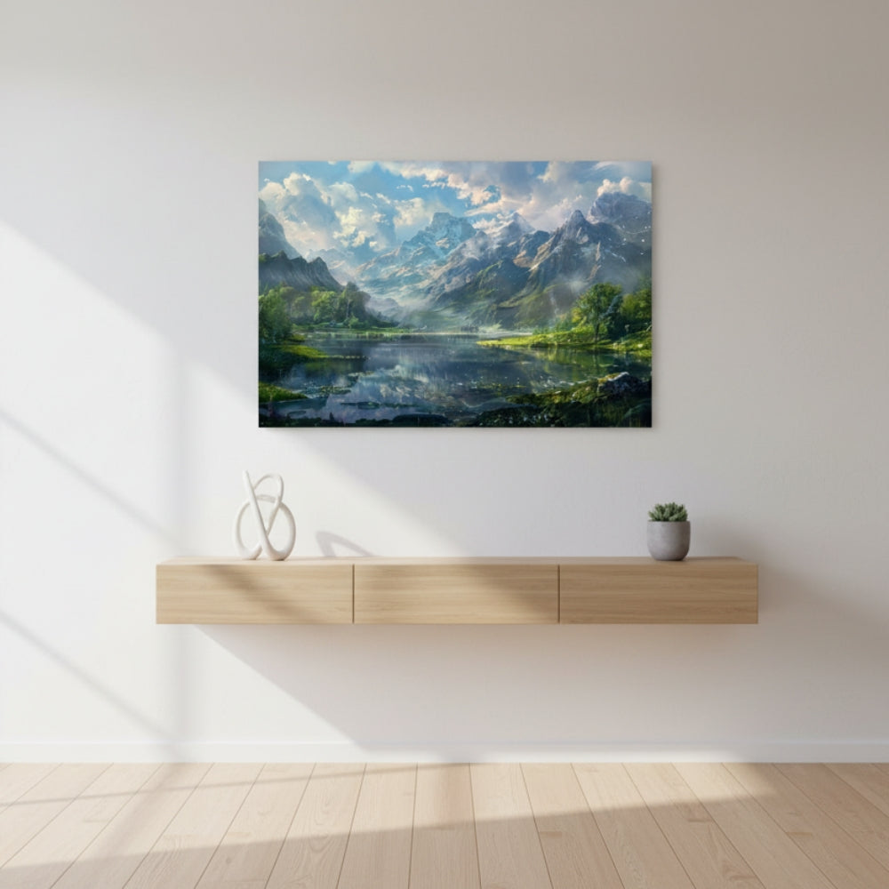 Peaceful Alpine Valley Lake Canvas Print