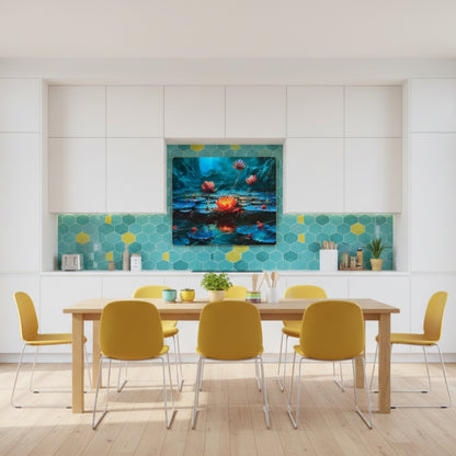 Lotus Pond Resin Wall Art | Premium Handcrafted Nature Decor | High-Gloss Finish