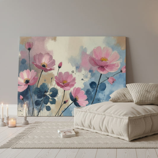 Vibrant Flower Garden Dark Sky Print