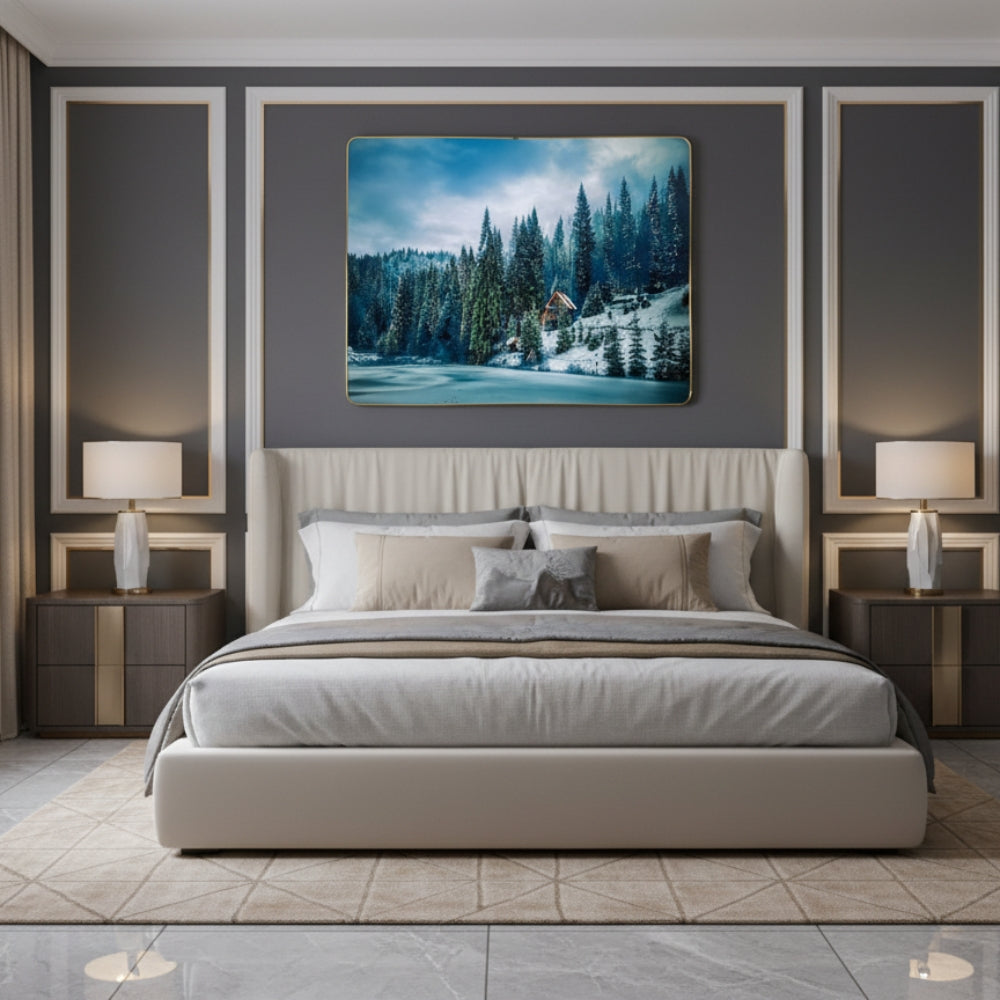 Where The Whisper Of Falling Snow Meets The Warmth Of A Solitary Cabin In The Silent Blue Hills