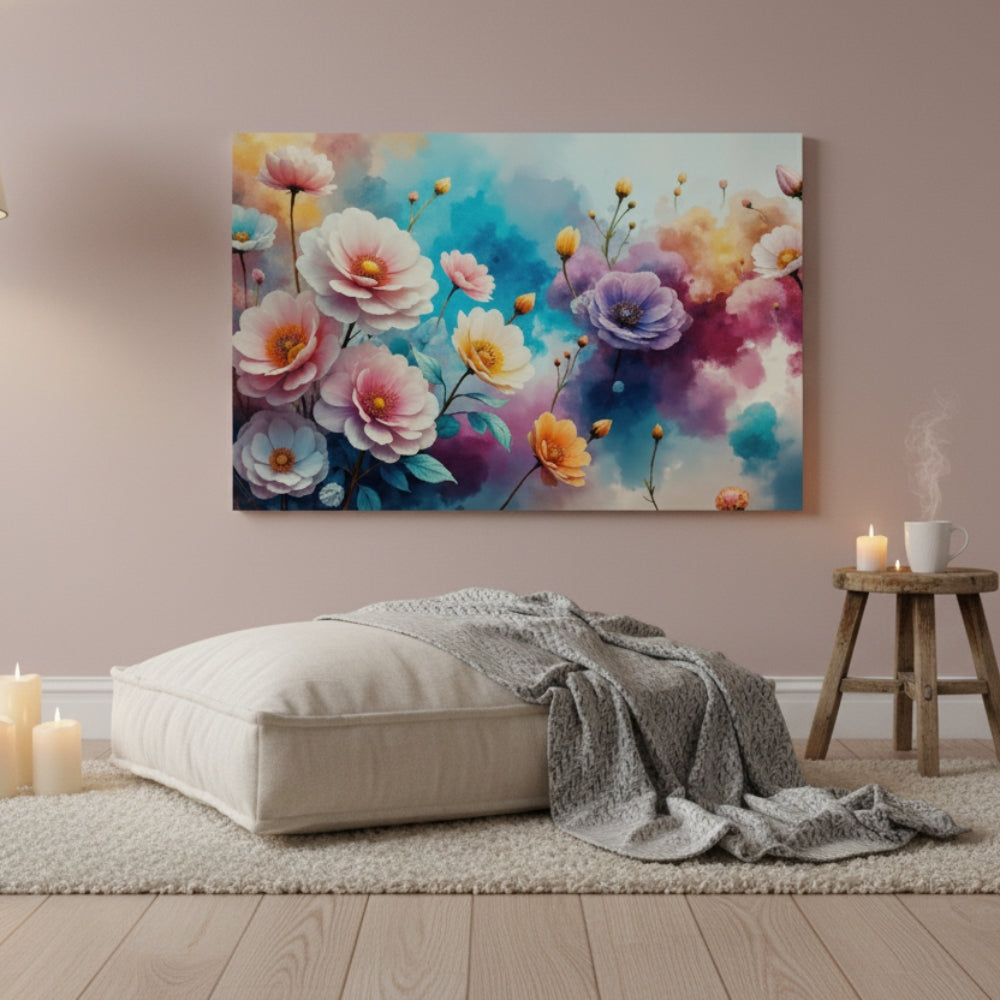 Warm Watercolor Poppies Canvas Art