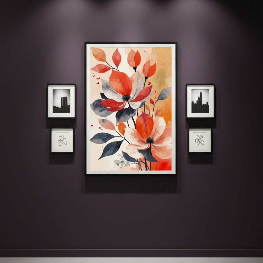 Golden Yellow Abstract Floral Canvas