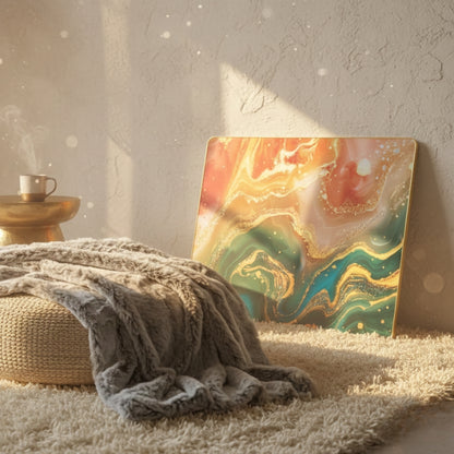 Abstract Fluid Resin Wall Art with Gold Accents | Premium Handcrafted Decor