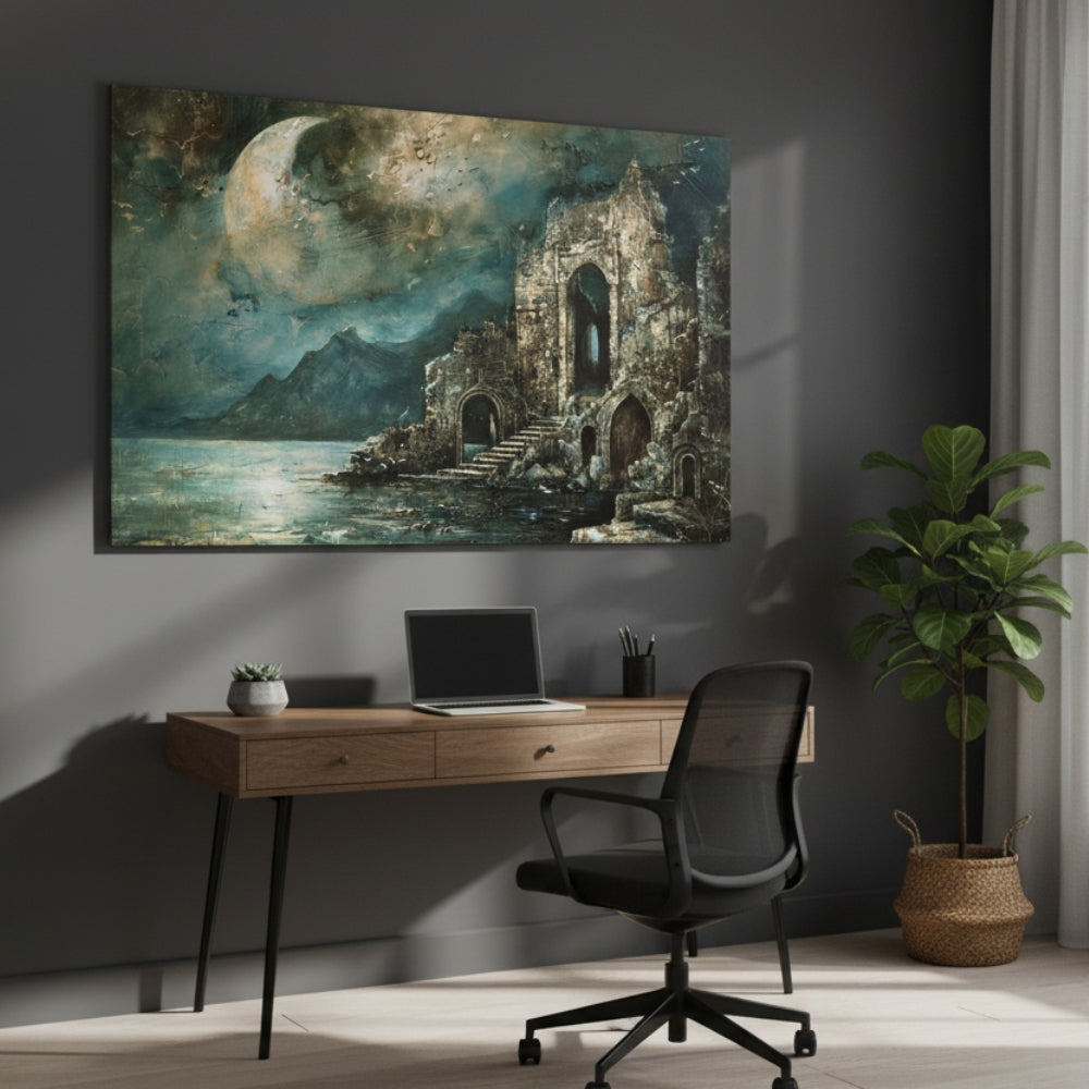 The Ancient Stone Staircase That Descends Into The Silent Depths Under The Light Of A Dying World