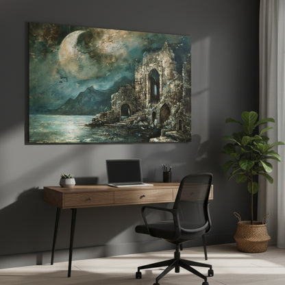 The Ancient Stone Staircase That Descends Into The Silent Depths Under The Light Of A Dying World