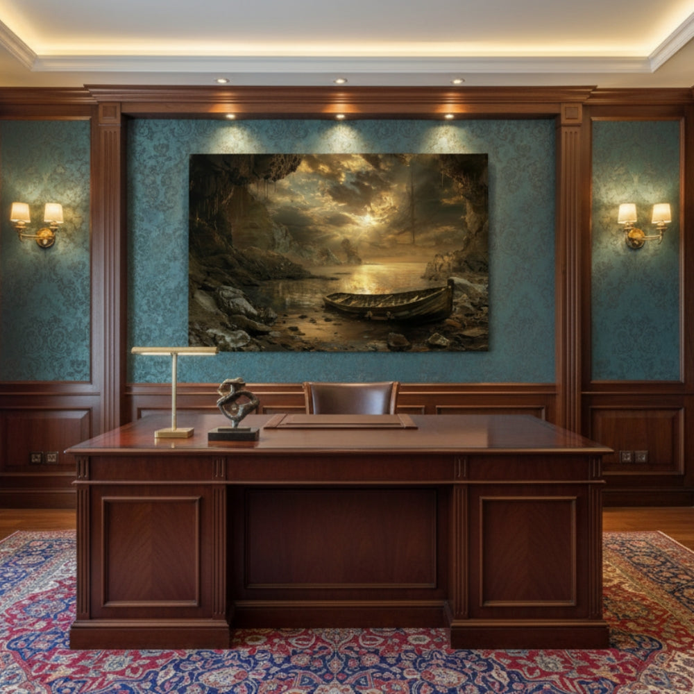 Mysterious Sea Cave Sunset Canvas