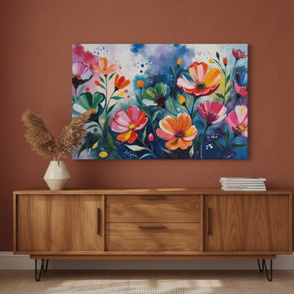 Vibrant Abstract Floral Canvas Print #38