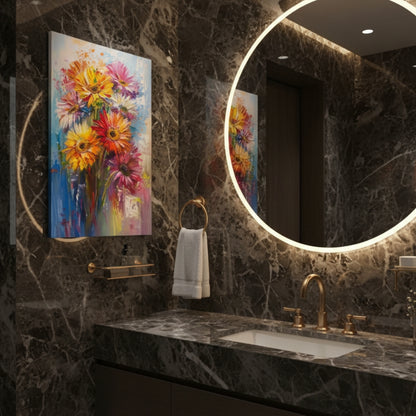 Expressive Vibrant Floral Bouquet Canvas