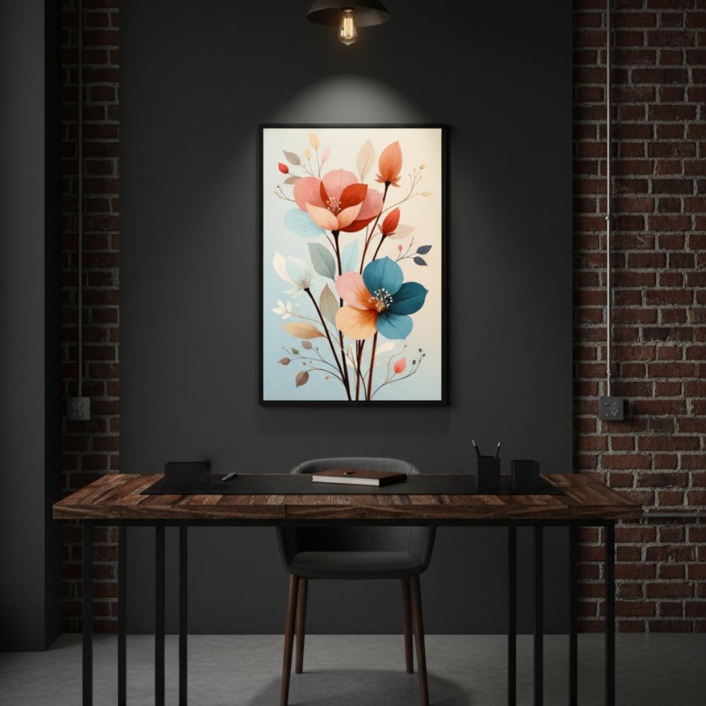 Modern Vertical Pastel Flower Print