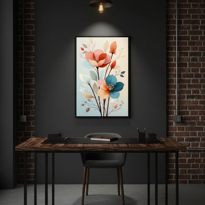 Modern Vertical Pastel Flower Print