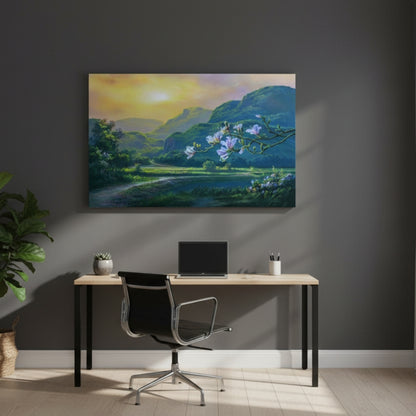 The Quiet Peace Found In A Verdant Valley Bathed In The Gentle Luminous Glow Of The Early Morning Sun