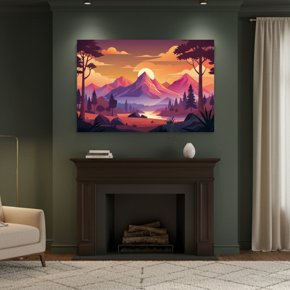 Modern Mountain Landscape Canvas Art