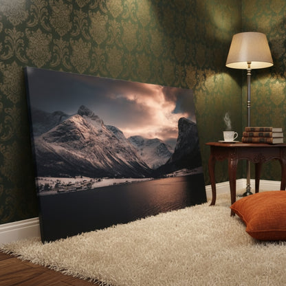 Dramatic Snowy Peak Sunset Canvas