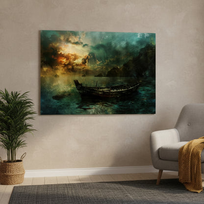 The Solitary Vessel Drifting Aimlessly Upon The Dark And Stormy Seas Waiting For A Guiding Light