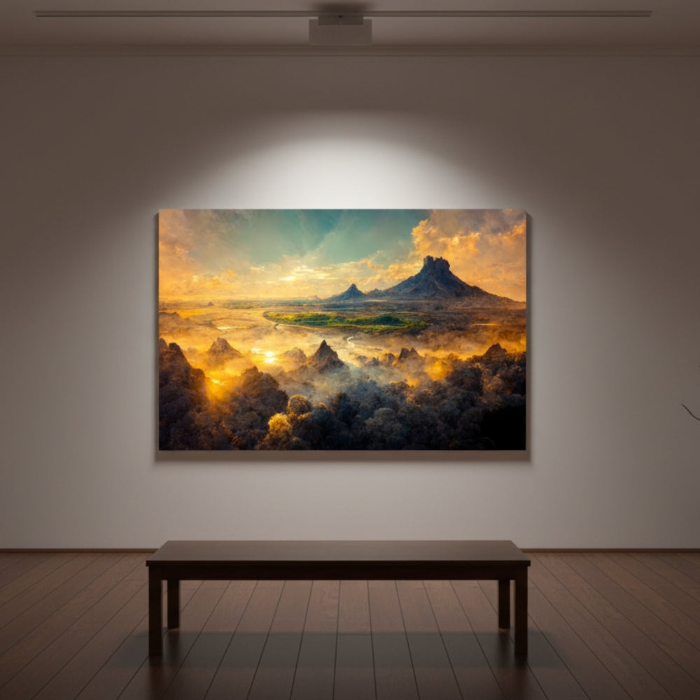 The Silent Morning Mist Rising Slowly From Deep Valleys As The Sun Ignites The Ancient Jagged Peaks