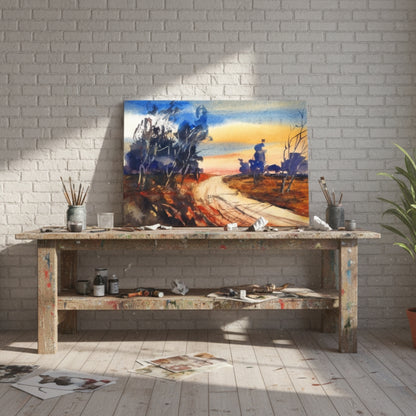 Watercolor Country Road Canvas