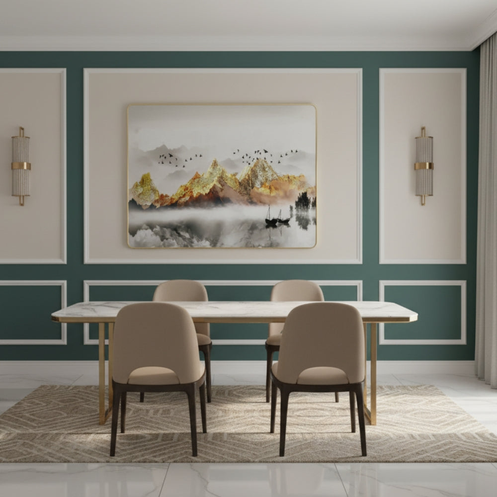 The Journey To Tranquility Begins Where Misty Waters Reflect The Eternal Grandeur Of Golden Hills