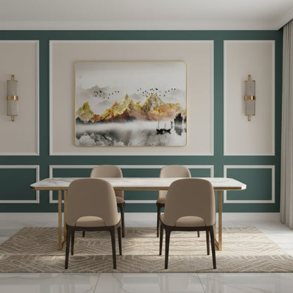 The Journey To Tranquility Begins Where Misty Waters Reflect The Eternal Grandeur Of Golden Hills