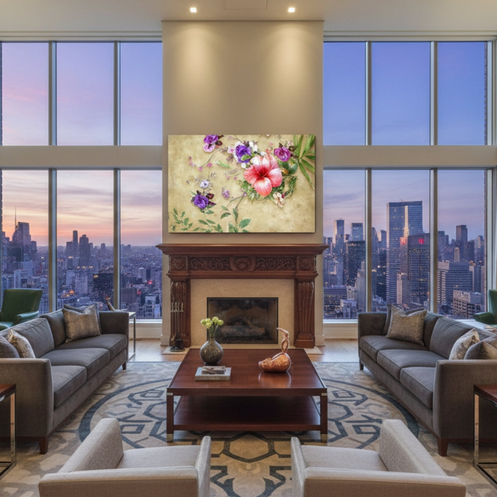 Vibrant Abstract Floral Canvas Print #59