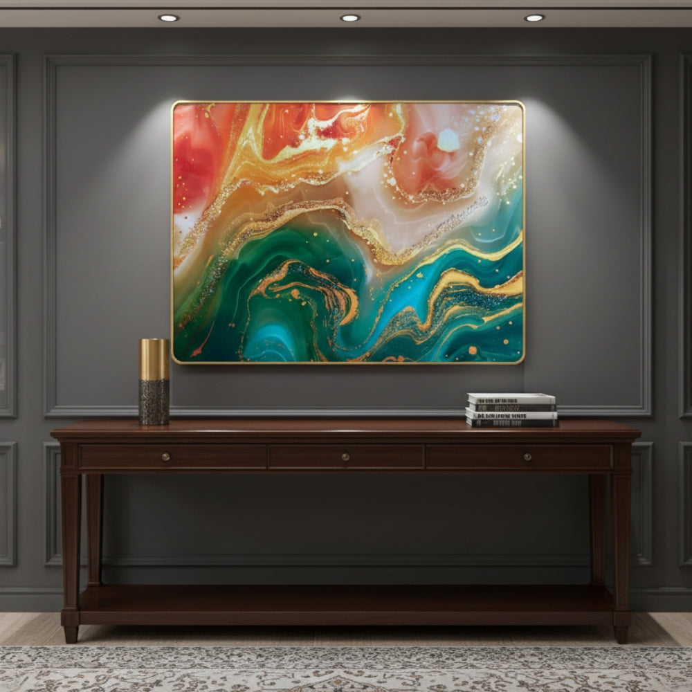 Abstract Fluid Resin Wall Art with Gold Accents | Premium Handcrafted Decor