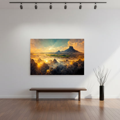 The Silent Morning Mist Rising Slowly From Deep Valleys As The Sun Ignites The Ancient Jagged Peaks