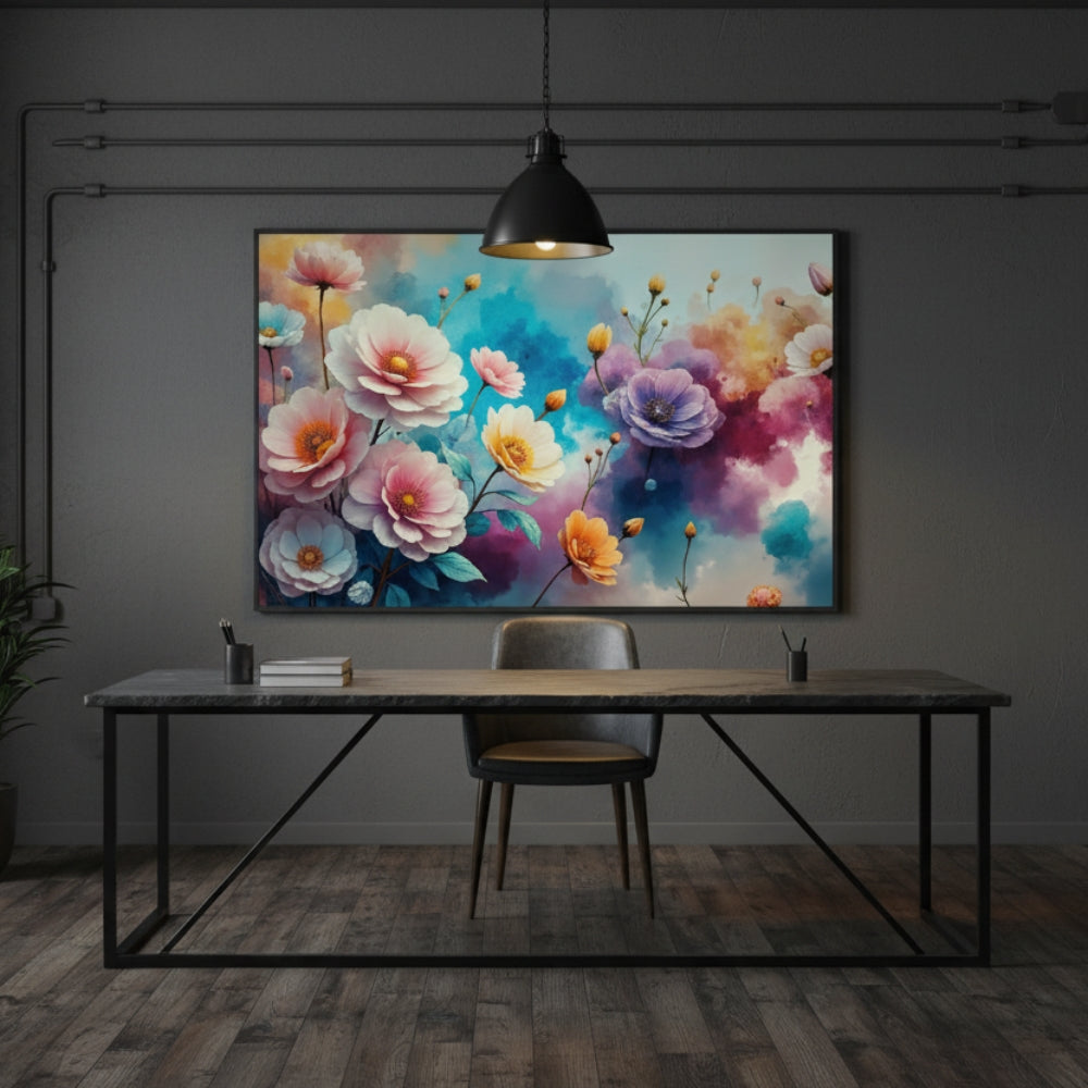 Warm Watercolor Poppies Canvas Art