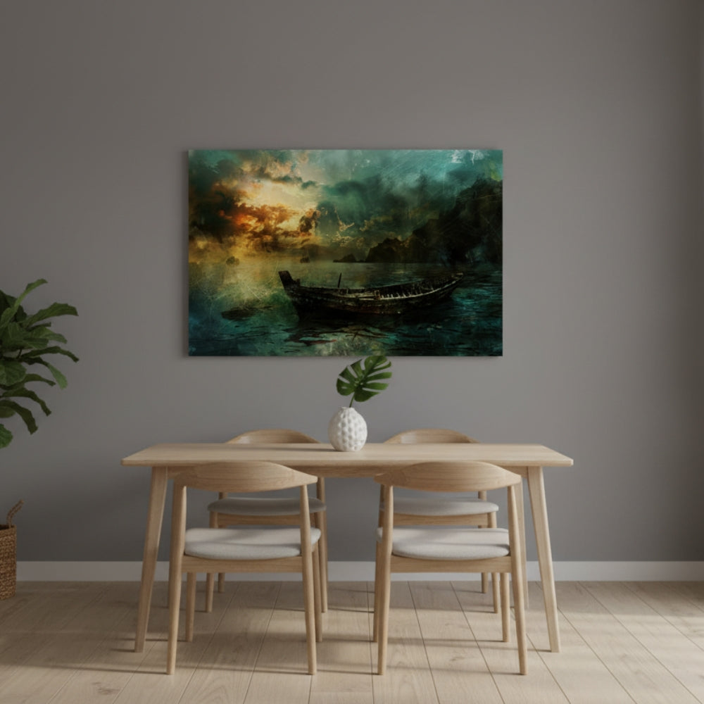 The Solitary Vessel Drifting Aimlessly Upon The Dark And Stormy Seas Waiting For A Guiding Light