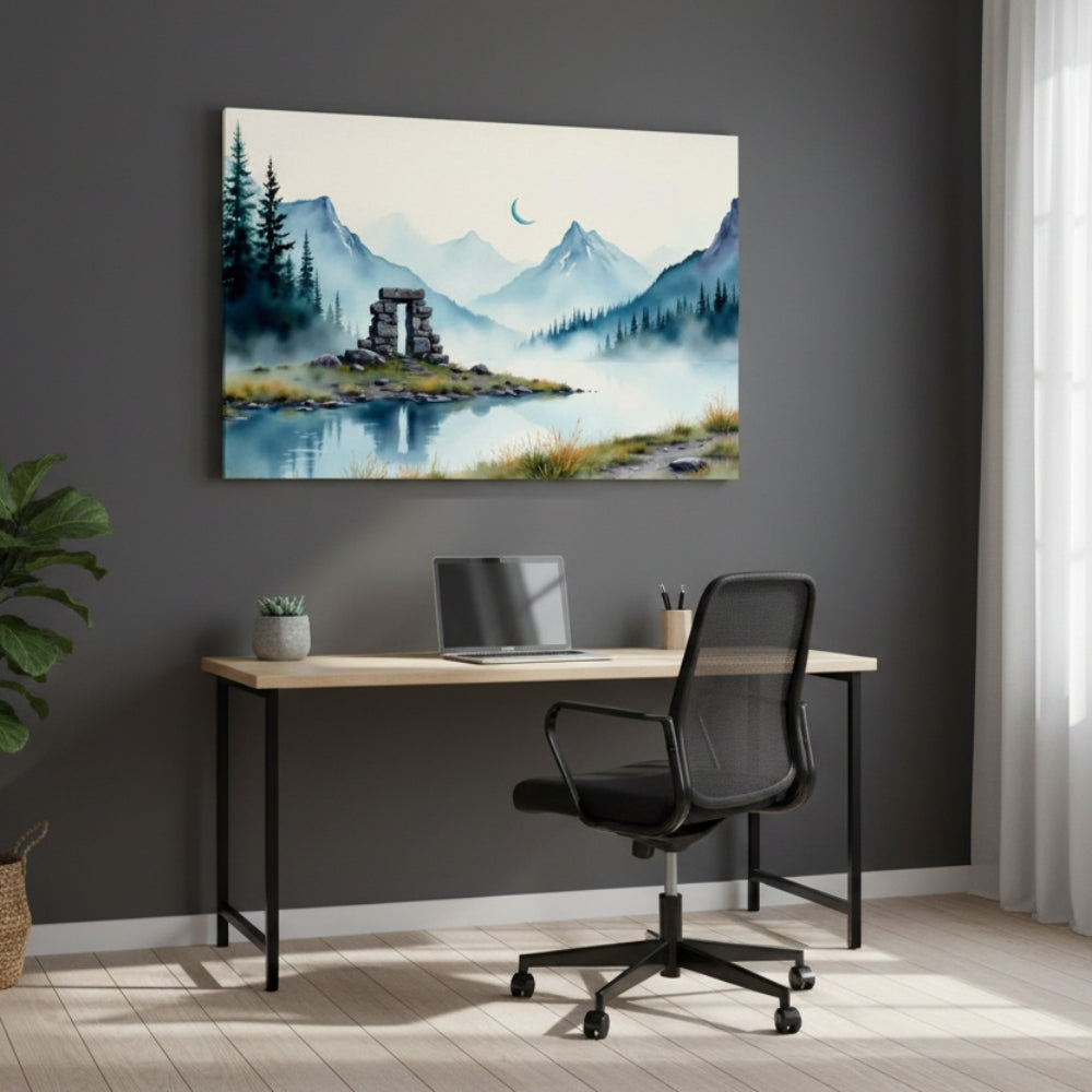 The Silent Stone Portal Standing Eternal Amidst Whispering Pines And Drifting Morning Mountain Fog