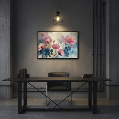 Vibrant Flower Garden Dark Sky Print