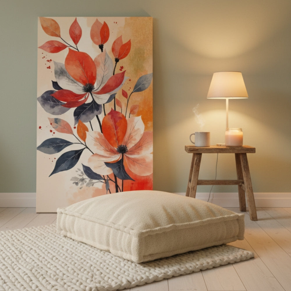 Golden Yellow Abstract Floral Canvas