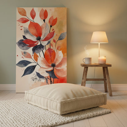 Golden Yellow Abstract Floral Canvas