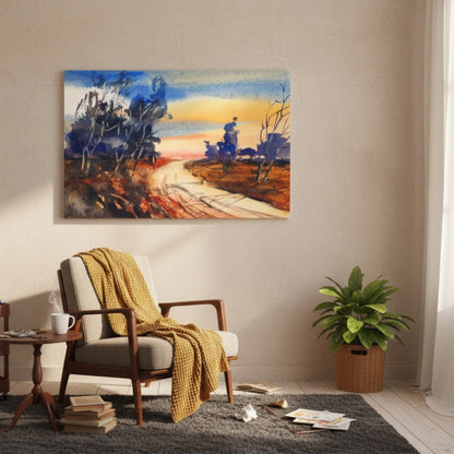 Watercolor Country Road Canvas