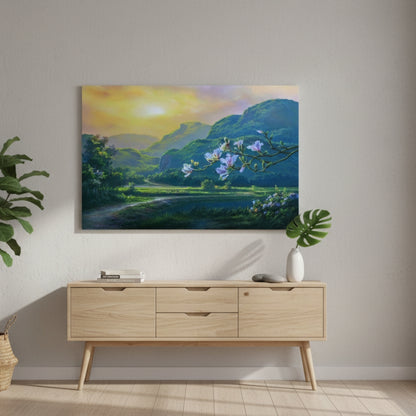 The Quiet Peace Found In A Verdant Valley Bathed In The Gentle Luminous Glow Of The Early Morning Sun