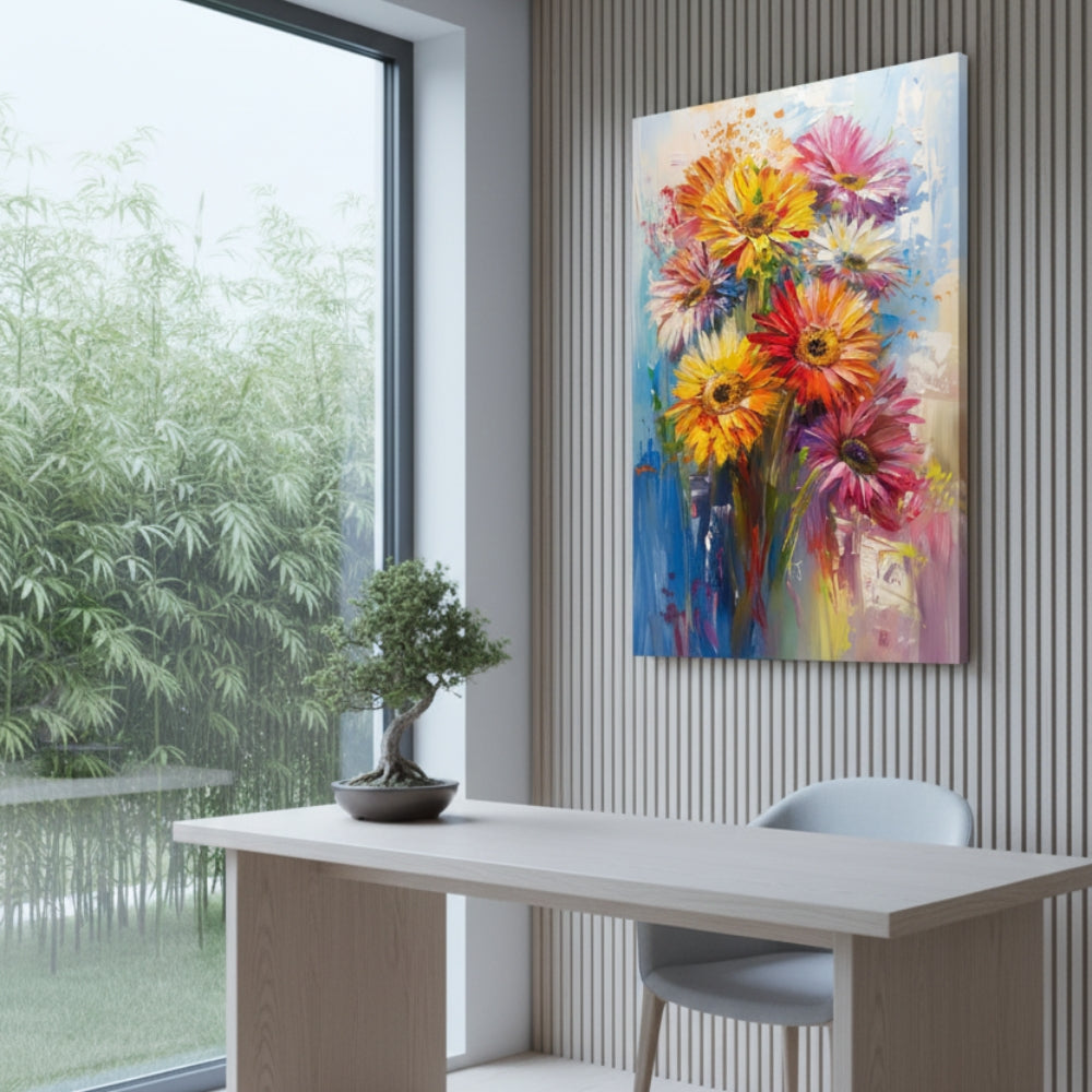 Expressive Vibrant Floral Bouquet Canvas