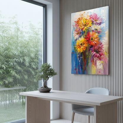 Expressive Vibrant Floral Bouquet Canvas