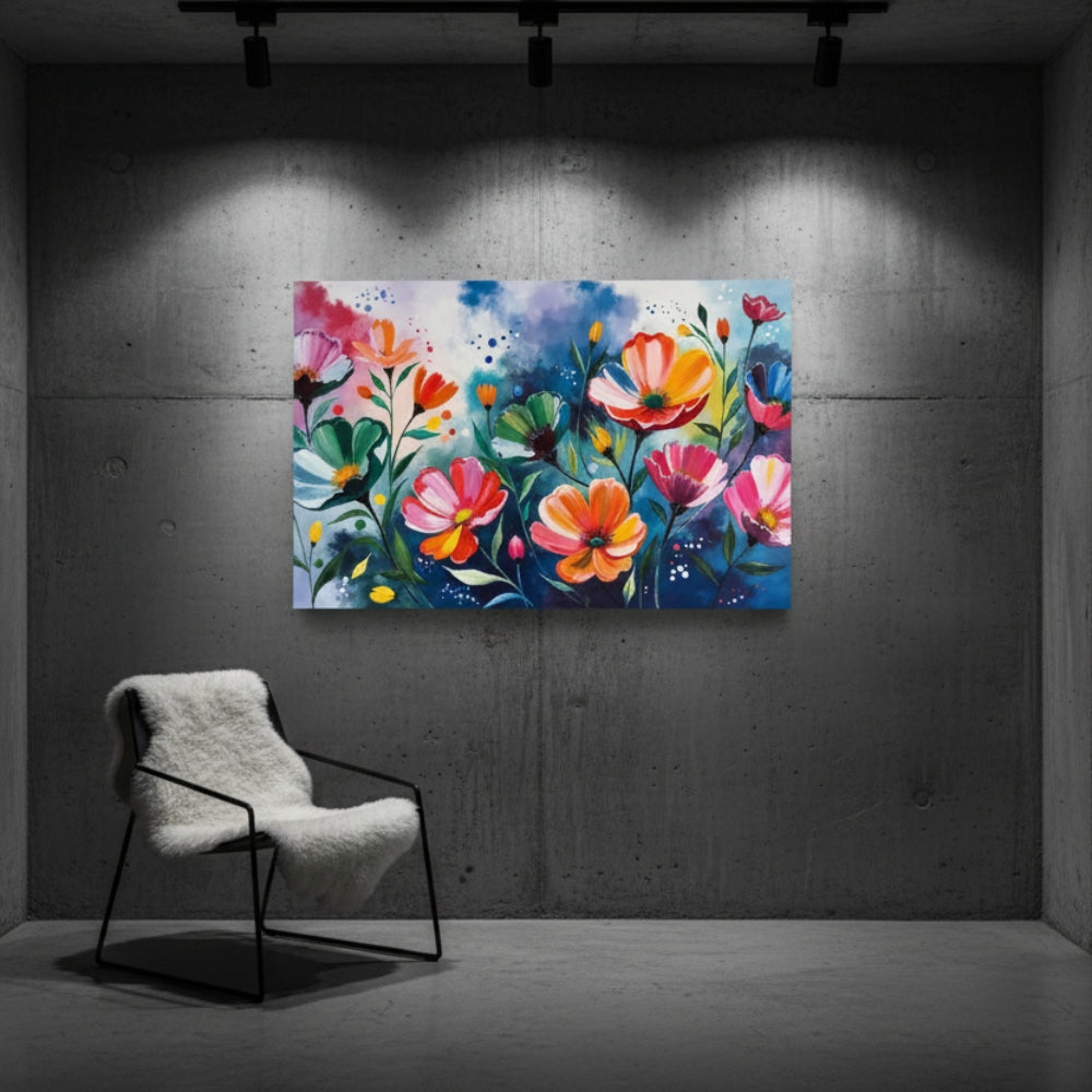 Vibrant Abstract Floral Canvas Print #38