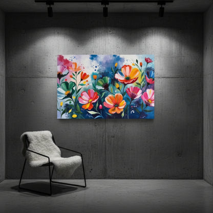 Vibrant Abstract Floral Canvas Print #38