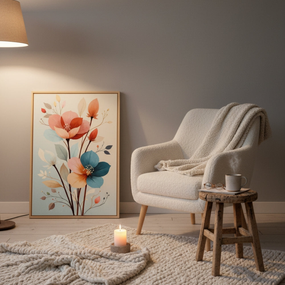 Modern Vertical Pastel Flower Print