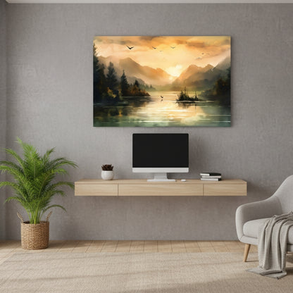 Serene Lake & Mountain Canvas Print
